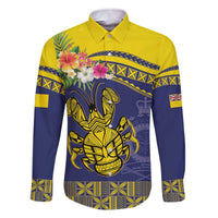 Niue Coconut Crab Family Matching Off The Shoulder Long Sleeve Dress and Hawaiian Shirt Rock of Polynesia LT9 Dad's Shirt - Long Sleeve Gold - Polynesian Pride