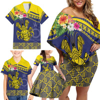Niue Coconut Crab Family Matching Off Shoulder Short Dress and Hawaiian Shirt Rock of Polynesia LT9 - Polynesian Pride