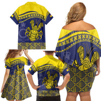 Niue Coconut Crab Family Matching Off Shoulder Short Dress and Hawaiian Shirt Rock of Polynesia LT9 - Polynesian Pride