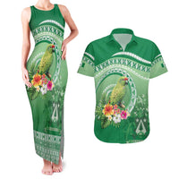 Norfolk Parakeet Tropical Couples Matching Tank Maxi Dress and Hawaiian Shirt Norfolk Island Tribal Pattern LT9 Green - Polynesian Pride