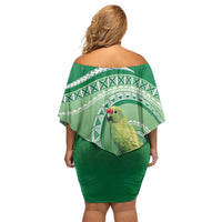 Norfolk Parakeet Tropical Family Matching Off Shoulder Short Dress and Hawaiian Shirt Norfolk Island Tribal Pattern LT9 - Polynesian Pride