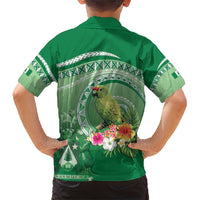 Norfolk Parakeet Tropical Family Matching Short Sleeve Bodycon Dress and Hawaiian Shirt Norfolk Island Tribal Pattern LT9 - Polynesian Pride