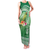 Norfolk Parakeet Tropical Family Matching Tank Maxi Dress and Hawaiian Shirt Norfolk Island Tribal Pattern LT9 Mom's Dress Green - Polynesian Pride