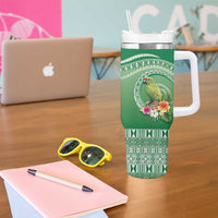 Norfolk Parakeet Tropical Tumbler With Handle Norfolk Island Tribal Pattern