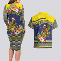 Monuina e Kilisimasi Niue Christmas Couples Matching Long Sleeve Bodycon Dress and Hawaiian Shirt Niuean Tribal Pattern LT9 - Polynesian Pride