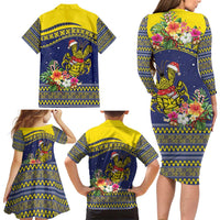 Monuina e Kilisimasi Niue Christmas Family Matching Long Sleeve Bodycon Dress and Hawaiian Shirt Niuean Tribal Pattern LT9 - Polynesian Pride