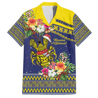 Monuina e Kilisimasi Niue Christmas Family Matching Off The Shoulder Long Sleeve Dress and Hawaiian Shirt Niuean Tribal Pattern LT9 Dad's Shirt - Short Sleeve Gold - Polynesian Pride