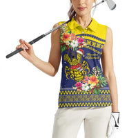 Monuina e Kilisimasi Niue Christmas Women Sleeveless Polo Shirt Niuean Tribal Pattern LT9 - Polynesian Pride