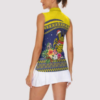 Monuina e Kilisimasi Niue Christmas Women Sleeveless Polo Shirt Niuean Tribal Pattern LT9 - Polynesian Pride