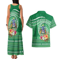 Norfolk Island Pine Tree Christmas Couples Matching Tank Maxi Dress and Hawaiian Shirt Coat of Arm and Polynesian Pattern LT9 - Polynesian Pride