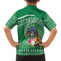 Norfolk Island Pine Tree Christmas Family Matching Summer Maxi Dress and Hawaiian Shirt Coat of Arm and Polynesian Pattern LT9 - Polynesian Pride