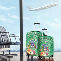 Norfolk Island Pine Tree Christmas Luggage Cover Coat of Arm and Polynesian Pattern