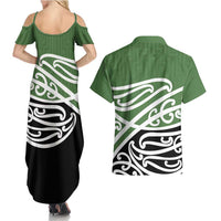 Green Fern New Zealand Kowhai Ngutukak Couples Matching Summer Maxi Dress and Hawaiian Shirt LT9 - Polynesian Pride
