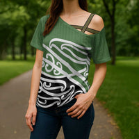 Green Fern New Zealand Kowhai Ngutukak Cross Shoulder Shirt LT9 - Polynesian Pride
