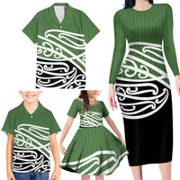 Green Fern New Zealand Kowhai Ngutukak Family Matching Long Sleeve Bodycon Dress and Hawaiian Shirt LT9 - Polynesian Pride
