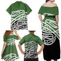Green Fern New Zealand Kowhai Ngutukak Family Matching Off Shoulder Maxi Dress and Hawaiian Shirt LT9 - Polynesian Pride