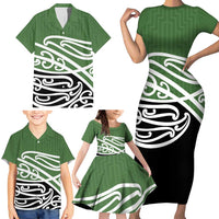 Green Fern New Zealand Kowhai Ngutukak Family Matching Short Sleeve Bodycon Dress and Hawaiian Shirt LT9 - Polynesian Pride