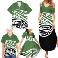 Green Fern New Zealand Kowhai Ngutukak Family Matching Summer Maxi Dress and Hawaiian Shirt LT9 - Polynesian Pride