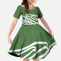 Green Fern New Zealand Kowhai Ngutukak Kid Short Sleeve Dress LT9 KID Green - Polynesian Pride