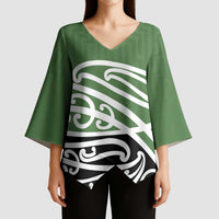 Green Fern New Zealand Kowhai Ngutukak Kimono Sleeve Blouse LT9 - Polynesian Pride