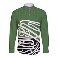 Green Fern New Zealand Kowhai Ngutukak Long Sleeve Button Shirt LT9 Unisex Green - Polynesian Pride