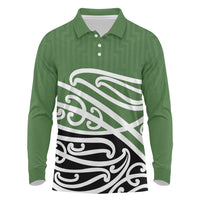Green Fern New Zealand Kowhai Ngutukak Long Sleeve Polo Shirt LT9 Green - Polynesian Pride