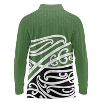 Green Fern New Zealand Kowhai Ngutukak Long Sleeve Polo Shirt LT9 - Polynesian Pride