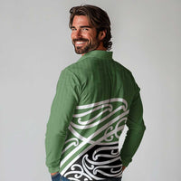 Green Fern New Zealand Kowhai Ngutukak Long Sleeve Polo Shirt LT9 - Polynesian Pride