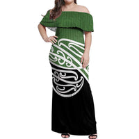 Green Fern New Zealand Kowhai Ngutukak Off Shoulder Maxi Dress LT9 Women Green - Polynesian Pride