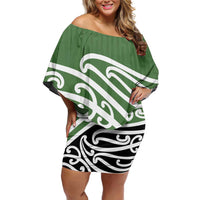 Green Fern New Zealand Kowhai Ngutukak Off Shoulder Short Dress LT9 Women Green - Polynesian Pride