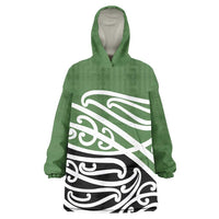 Green Fern New Zealand Kowhai Ngutukak Wearable Blanket Hoodie LT9 One Size Green - Polynesian Pride