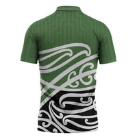 Green Fern New Zealand Kowhai Ngutukak Zipper Polo Shirt LT9 - Polynesian Pride