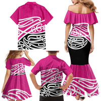 All Pink New Zealand Kowhai Ngutukak Family Matching Mermaid Dress and Hawaiian Shirt LT9 - Polynesian Pride