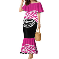 All Pink New Zealand Kowhai Ngutukak Family Matching Mermaid Dress and Hawaiian Shirt LT9 Mom's Dress Pink - Polynesian Pride
