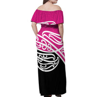 All Pink New Zealand Kowhai Ngutukak Family Matching Off Shoulder Maxi Dress and Hawaiian Shirt LT9 - Polynesian Pride