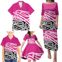 All Pink New Zealand Kowhai Ngutukak Family Matching Puletasi and Hawaiian Shirt LT9 - Polynesian Pride