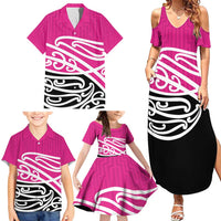 All Pink New Zealand Kowhai Ngutukak Family Matching Summer Maxi Dress and Hawaiian Shirt LT9 - Polynesian Pride