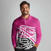 All Pink New Zealand Kowhai Ngutukak Long Sleeve Polo Shirt LT9 - Polynesian Pride