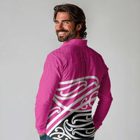 All Pink New Zealand Kowhai Ngutukak Long Sleeve Polo Shirt LT9 - Polynesian Pride