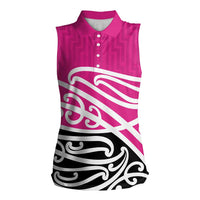 All Pink New Zealand Kowhai Ngutukak Women Sleeveless Polo Shirt LT9 Female Pink - Polynesian Pride