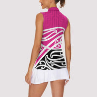 All Pink New Zealand Kowhai Ngutukak Women Sleeveless Polo Shirt LT9 - Polynesian Pride