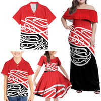 All Red New Zealand Kowhai Ngutukak Family Matching Off Shoulder Maxi Dress and Hawaiian Shirt LT9 - Polynesian Pride