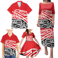 All Red New Zealand Kowhai Ngutukak Family Matching Puletasi and Hawaiian Shirt LT9 - Polynesian Pride