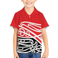 All Red New Zealand Kowhai Ngutukak Family Matching Summer Maxi Dress and Hawaiian Shirt LT9 Son's Shirt Red - Polynesian Pride