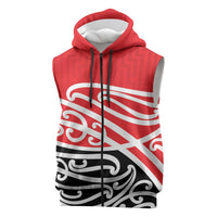 All Red New Zealand Kowhai Ngutukak Sleeveless Zip Hoodie LT9 Red - Polynesian Pride
