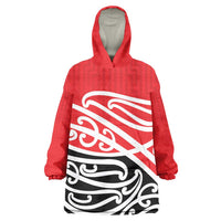 All Red New Zealand Kowhai Ngutukak Wearable Blanket Hoodie LT9 One Size Red - Polynesian Pride