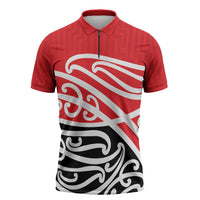 All Red New Zealand Kowhai Ngutukak Zipper Polo Shirt LT9 Red - Polynesian Pride