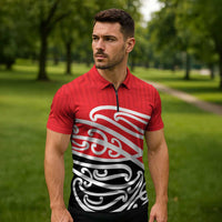 All Red New Zealand Kowhai Ngutukak Zipper Polo Shirt LT9 - Polynesian Pride
