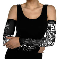 New Zealand Lawn Bowls Custom Arm Sleeves Black Maori Warrior Tribal Silver Fern LT9 - Polynesian Pride