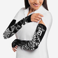 New Zealand Lawn Bowls Custom Arm Sleeves Black Maori Warrior Tribal Silver Fern LT9 - Polynesian Pride